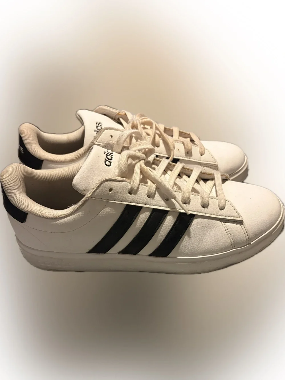 adidas White Sneakers with Black Stripes